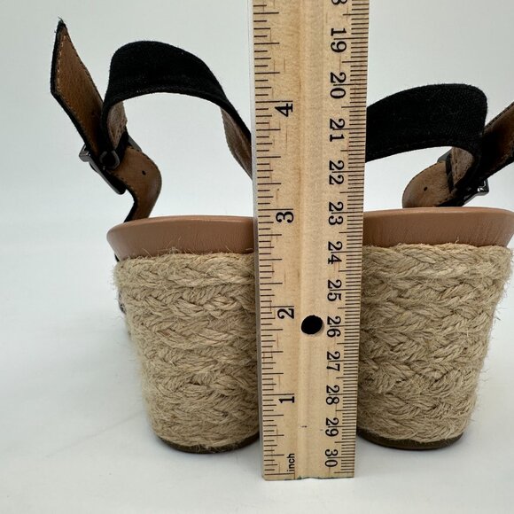 VIONIC Black Canvas Espadrille Wedge Sandals Size 8.5 Slingback Buckle Comfort - Picture 7 of 10